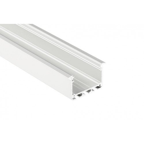 Alumínium profil LED szalaghoz , 2 méter/db , süllyeszthető , ezüst eloxált , széles , INSO , VÍZTISZTA fedővel