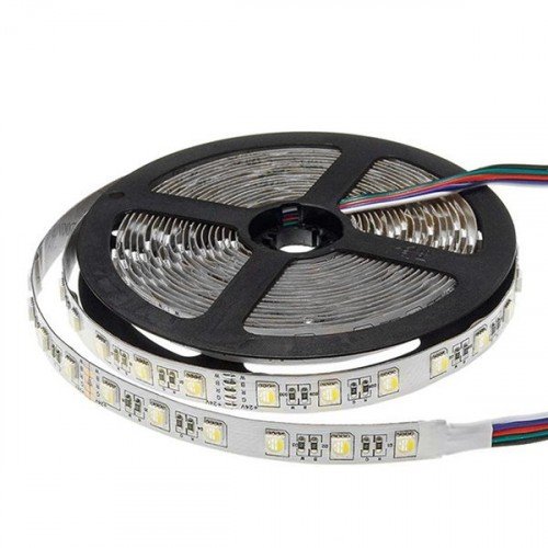 LED szalag , 24 Volt DC , kültéri , 5050 , 60 led/m , 16 W/m , RGBW , 4in1 chip , 12 mm , W=hideg fehér , IP54