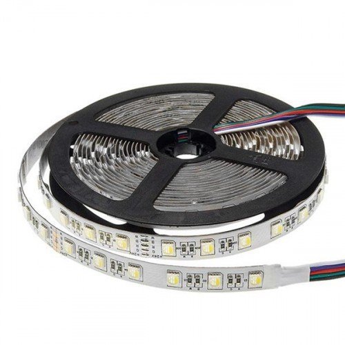 LED szalag , 24 Volt DC , kültéri , 5050 , 60 led/m , 16 W/m , RGBW , 4in1 chip , 12 mm , W=meleg fehér , IP54