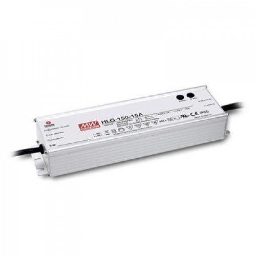 LED tápegység , Mean Well , HLG-150H-12B , 12 Volt , 150 Watt , 0-10 V szabályozható , IP67 , 7 év garancia