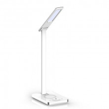 LED lámpatest , asztali , 5 Watt , dimmelhető , állítható fehér színhőmérséklet (CCT) , vezeték nélküli töltés funkció , szögletes , fehér