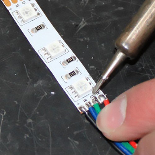 LED szalag betáp vezeték forrasztás (RGB, RGBW, RGB-CCT)