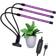 Növénynevelő LED lámpa , 3 karos , 12 Watt , USB , csiptethető , dimmelhető , időzíthető , IP44 , LEDISSIMO GROW