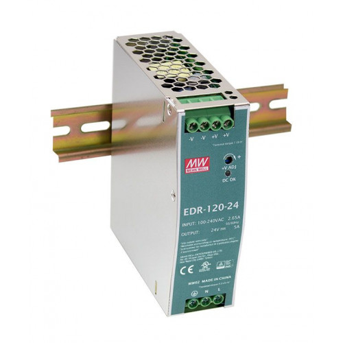 LED tápegység , Mean Well , EDR-120-12 , 12 Volt , 120 Watt , DIN sínre szerelhető , ipari