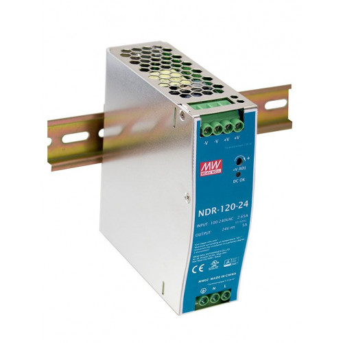 LED tápegység , Mean Well , NDR-120-12 , 12 Volt , 120 Watt , DIN sínre szerelhető , ipari