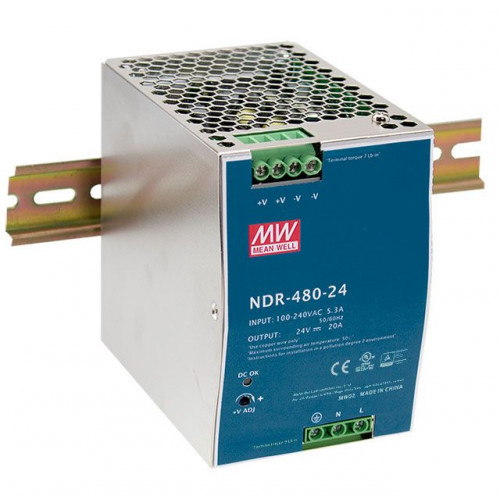 LED tápegység , Mean Well , NDR-480-24 , 24 Volt , 480 Watt , DIN sínre szerelhető , ipari