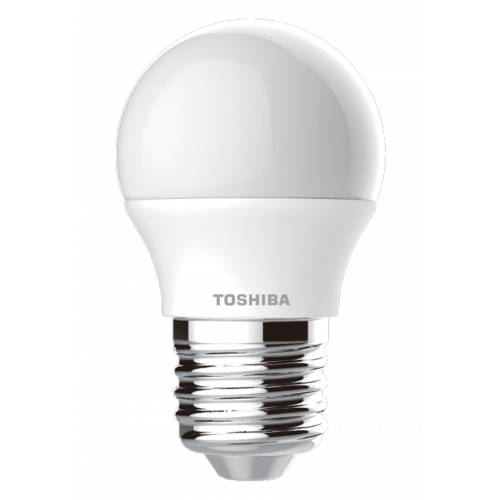 LED lámpa , égő , kisgömb , E27 foglalat , 4.7 Watt , 180° , meleg fehér , 3 darabos csomag , TOSHIBA , 5 év garancia