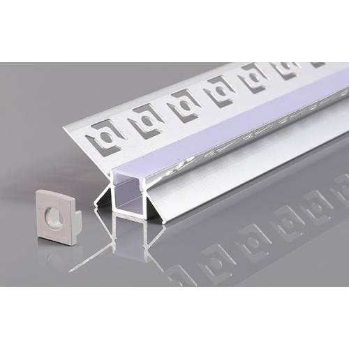 Alumínium profil LED szalaghoz , gipszkartonhoz , 2 méter/db , belső sarokhoz , MATT fedővel , eloxált , Optonica