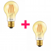 LED lámpa , égő , izzószálás hatás , filament , E27 foglalat , 4.5 Watt , meleg fehér , borostyán sárga , páros ajánlat , 5 év garancia 2 db-os csomagban , TOSHIBA