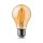 LED lámpa , égő , izzószálas hatás , filament , körte , E27 foglalat , 6 Watt , meleg fehér , borostyán sárga , Samsung Chip