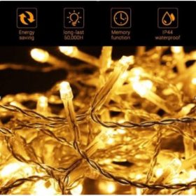   Led fényfüzér , beltéri , 200 db LED , 20 m , meleg fehér , 8 programos