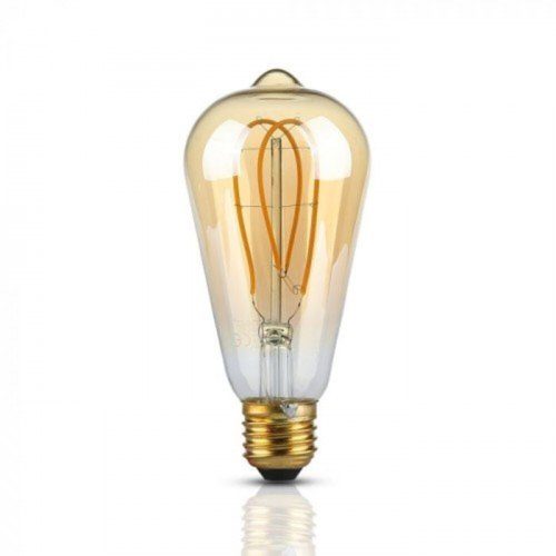 LED lámpa , égő , izzószálas hatás , filament , E27 foglalat , Edison , 5 Watt , meleg fehér , borostyán sárga