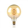 LED lámpa , égő , izzószálas hatás , filament , gömb , E27 foglalat , G125 , 5 Watt , meleg fehér , borostyán sárga