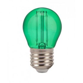   LED lámpa , égő , izzószálas hatás , filament , kisgömb , E27 foglalat , G45 , 2 Watt , zöld