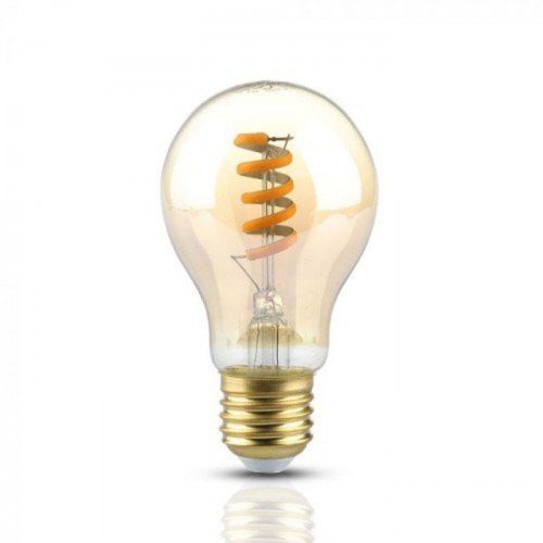 LED lámpa , égő , izzószálas hatás , filament , spirál , körte , E27 foglalat , 4 Watt , meleg fehér , borostyán sárga
