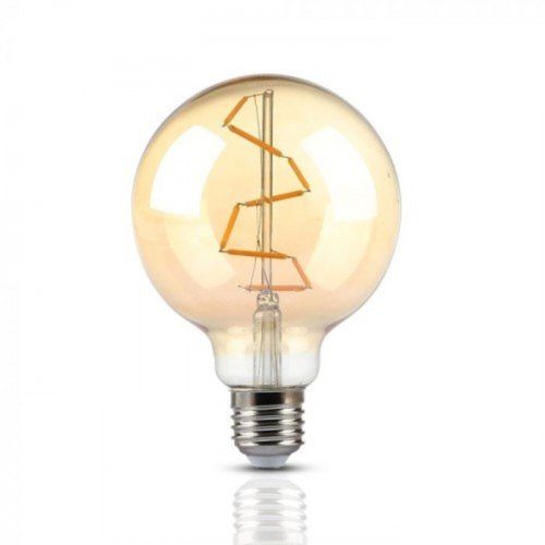 LED lámpa , égő , izzószálas hatás , filament , gömb , E27 foglalat , G95 , 4 Watt , meleg fehér , borostyán sárga