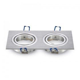   Beépíthető spot lámpatest , négyszögű , dupla keret , 2 x MR16 , 2 x GU10 , szálcsiszolt króm