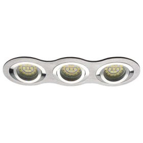   Beépíthető spot lámpatest , kerek , tripla keret , 3 x MR16 , 3 x GU10 , szálcsiszolt króm