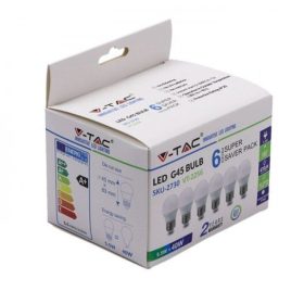   LED lámpa , égő , kis gömb , E27 foglalat , 5.5 Watt , természetes fehér , 6 darabos csomag