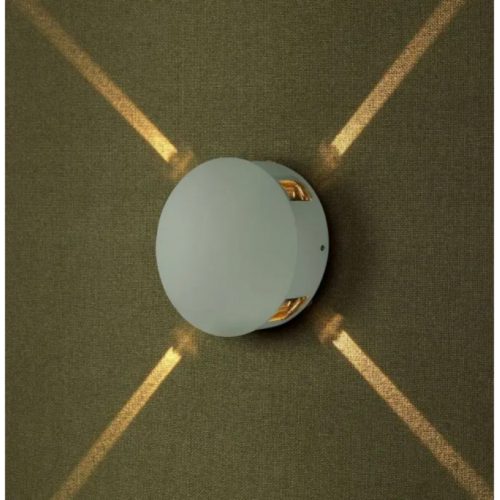 LED lámpatest , oldalfali , kerek , 4 irányú , 4W , meleg fehér , fehér , kültéri , IP65