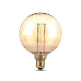   LED lámpa , égő , izzószálas hatás , filament , gömb , E27 foglalat , G125 , 4 Watt , meleg fehér , borostyán sárga