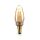 LED lámpa , égő , izzószálas hatás , filament , gyertya , E14 foglalat , 2 Watt , meleg fehér, 1800K , borostyán sárga