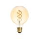 LED lámpa , égő , izzószálas hatás , filament , gömb , E27 foglalat , G95 , 5 Watt , meleg fehér , 1800K , borostyán sárga , XLED