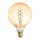 LED lámpa , égő , izzószálas hatás , filament , gömb , E27 foglalat , G125 , 5 Watt , meleg fehér , 1800K , borostyán sárga , XLED