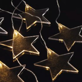   Led fényfüzér , beltéri/kültéri , 8 db LED , 0.84 m , meleg fehér , csillag , időzíthető , IP44