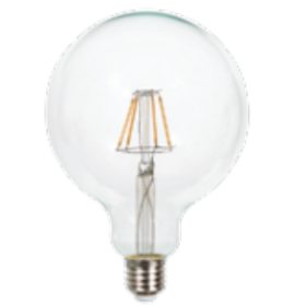   LED lámpa , égő , nagygömb , 125 mm , izzószálas hatás , körte , E27 foglalat , 6 Watt , meleg fehér