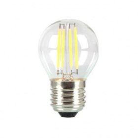   LED lámpa , égő , izzószálas hatás , filament , kis gömb , E27 foglalat , G45 , 4 Watt , meleg fehér