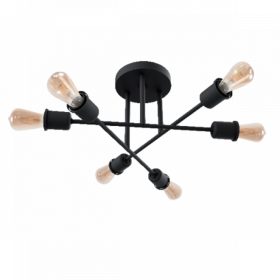 LED lámpa , mennyezeti , 6 x E27 , fém , fekete , SALLY