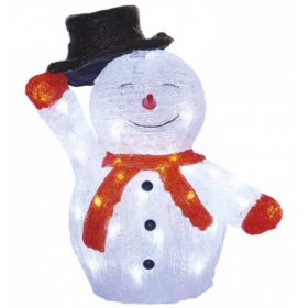   LED dekoráció , beltéri/kültéri , hóember kalappal , 40 db LED , 36 cm , hideg fehér , időzíthető , IP44