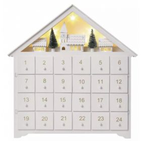   LED dekoráció , beltéri , adventi naptár, elemes , 8 db LED , 35x33 cm , meleg fehér , időzíthető