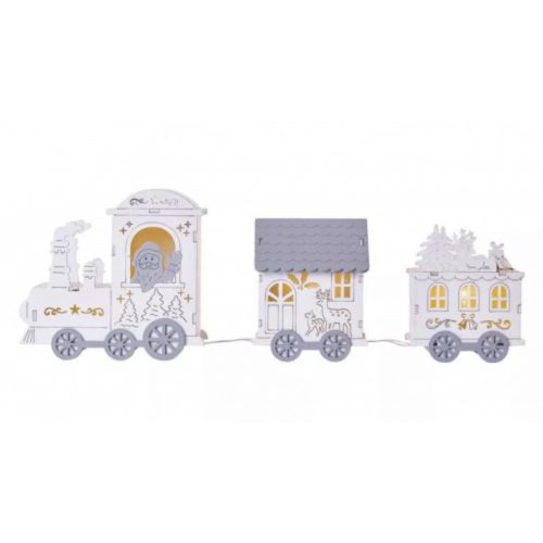 LED dekoráció , beltéri , vonat , elemes , 3 db LED , 14 cm , meleg fehér , időzíthető