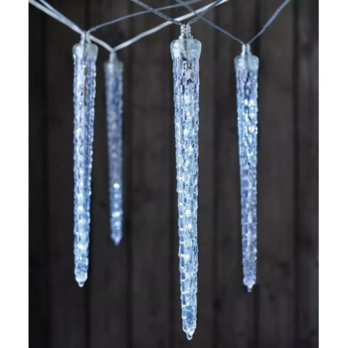 Led fényfüzér , jégcsap , beltér/kültér , 10 db jégcsap , 3.6 m , hideg fehér , IP44