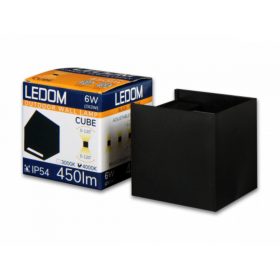   LED lámpatest , oldalfali , szögletes , 2 irányú , 6W , természetes fehér , állítható sugárzási szög , kültéri , fekete , IP54 , LEDOM