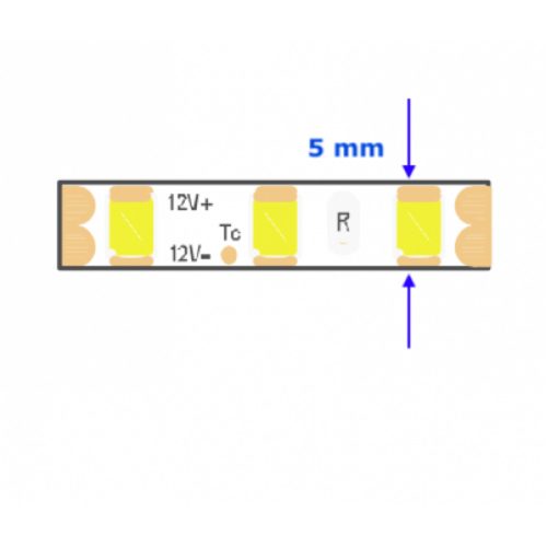 LED szalag , 2835 , 120 led/m , 9 Watt/m , meleg fehér , 800 lumen/m , keskeny , 5mm , 5 év garancia