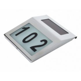   Led lámpatest , napelemes , oldalfali , házszám kijelzéssel , 0.1 Watt , hideg fehér , kültéri , IP65