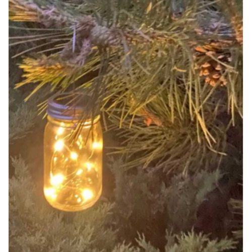 Led fényfüzér , kültéri , napelemes , befőttes üveg , meleg fehér , IP44