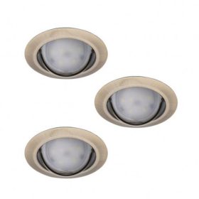   LED lámpatest , spot , szett , 3 x 4.9W , GU10 , meleg fehér , beépíthető , kerek , patinált réz , KANLUX TRIBIS II