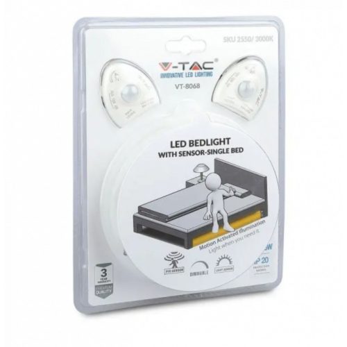 Szett ,  2  db éjszakai fénycsomag ágylábazathoz , mozgásérzékelő , dimmelhető , meleg fehér LED szalag