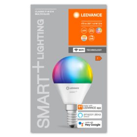   LED lámpa , égő , kis gömb , E14 , 4.9W , RGBW , CCT , dimmelhető , LEDVANCE Smart+ WIFI