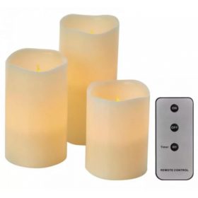   Led dekoráció , beltéri , 3 db viasz gyertya , vintage , időzíthető , elemes , távirányítóval