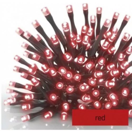 Led fényfüzér , sorolható , beltéri/ kültéri , 100 led , 10 m , piros fény , időzíthető , IP44 , standard