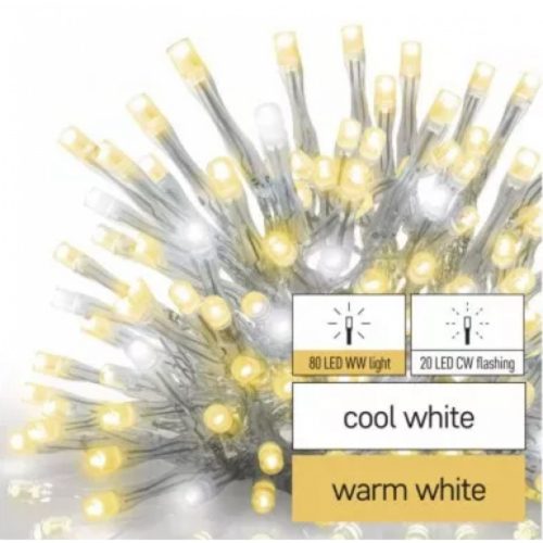 Led fényfüzér , sorolható , beltéri/ kültéri , 100 led , 2.5 m , jégcsap , villogó , időzíthető , IP44 , standard