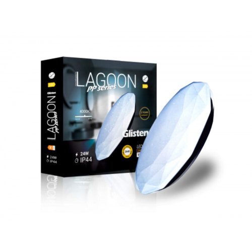 X-LED lámpatest , mennyezeti , 24W , kerek , természetes fehér, kristály hatású , 110 lm/watt , 39 cm , IP44 , LAGOON , Glisten