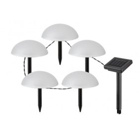   LED fényfüzér , kültéri , leszúrható lámpa , napelemes , félgömb , 5 db , 4 m , meleg fehér , IP44 , Rábalux , TREPPIO