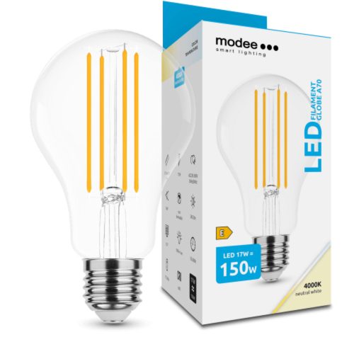 LED lámpa , égő , izzószálas hatás , filament  , E27 foglalat , A70 , 17 Watt , 2452 lumen , természetes fehér , Modee