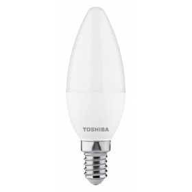   LED lámpa , égő , gyertya , E14 foglalat , 4.7 Watt , 180° , meleg fehér , 3 darabos csomag , TOSHIBA , 5 év garancia
